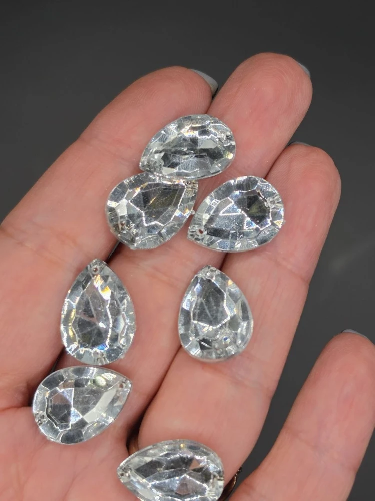 Кабошон пластик Кристалл, каплевидный, цвет Crystal, 18х13 мм — фото 2